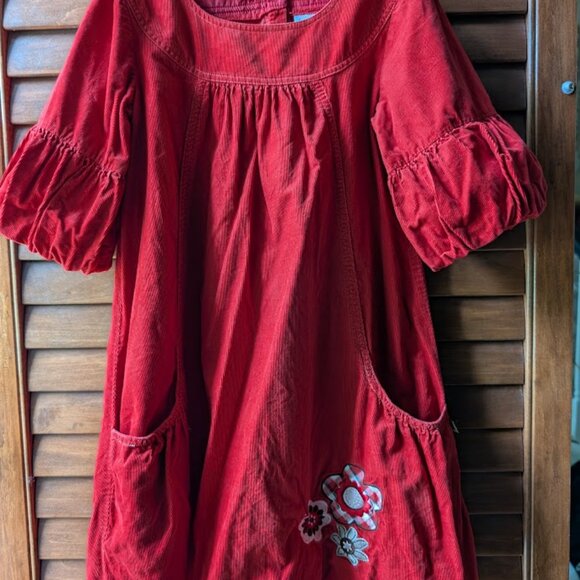 Bitty Baby by American Girl Fall Flowers Red Corduroy Girls Dress 7Y - Picture 2 of 12